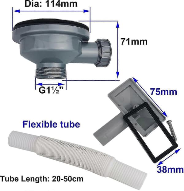 Sink 114mm Drop Basket Strainer and Rectangular Overflow, Stainless Steel Sink Basket Strainer Ft