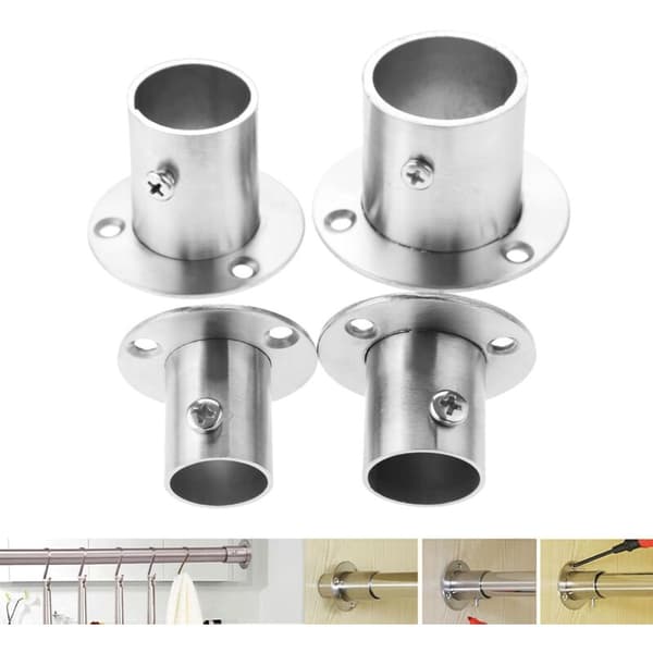 2-pak konsoller med flange til garderobestang i rustfrit stål, 19 mm