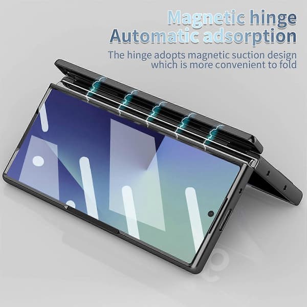 for Samsung Galaxy Z Fold 7 Case with S Pen Holder and Stylus, Full Coverage Phone Case Built-in Screen Protector Hinge Protection Slim Protective Case-FX-