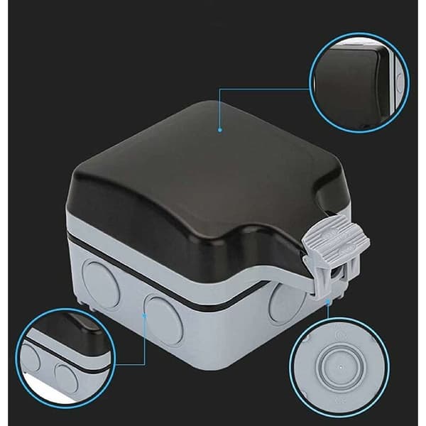 IP66 Waterproof Socket with USB Connections Outdoor Power Outlet with Cover Wall Socket Box for Garden Garage Pool