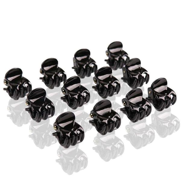 12-pack Small Black Hair Clips 15x10mm -