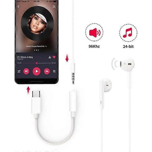 iPhone 15 USB-C - 3,5 mm -sovitin - VALKOINEN