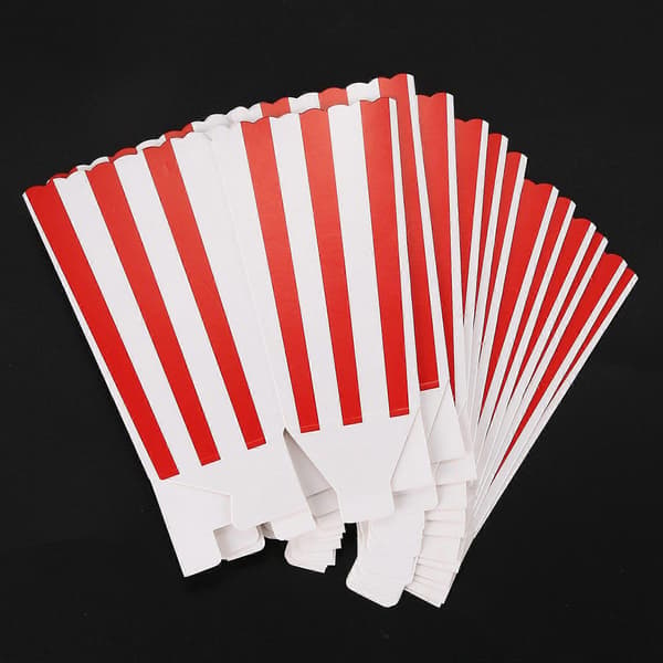 24 Cinema Stripes Candy Bag Small Candy Gift Popcorn Bags Boxes, Red