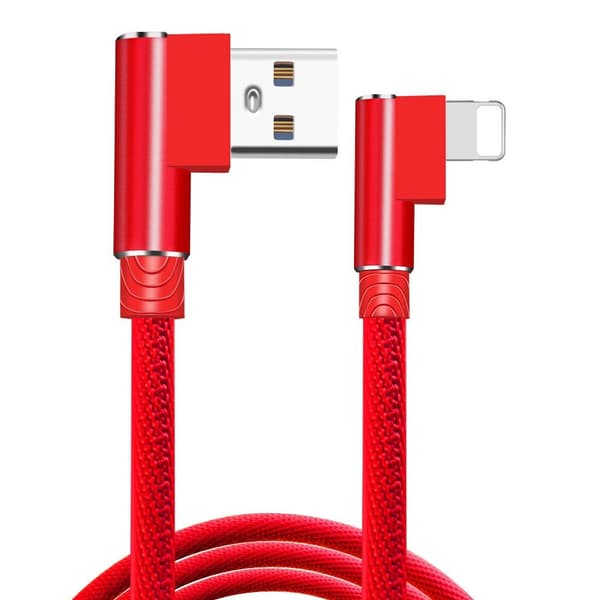 Vinklet 90 graders ladekabel USB A til USB C / iPhone Light (Lightning) rød (Lightning) rød{FY} (Lightning) rød 1 meter (Lightning) red 1 meter