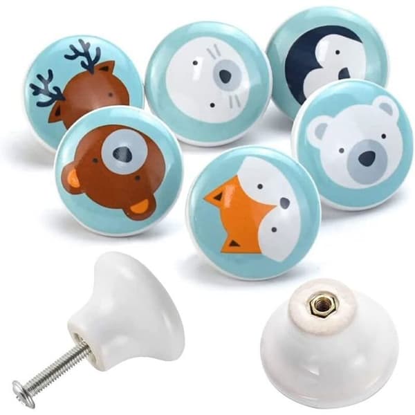 Ceramic cabinet knobs, ceramic cabinet knobs with screws, animal pattern furniture handle knobs