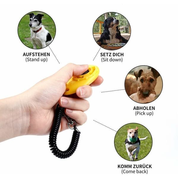 Hundklickers 5-pack Hundklickers med handledsrem - Stor knappklicker, 5 färger, från DEBUNS
