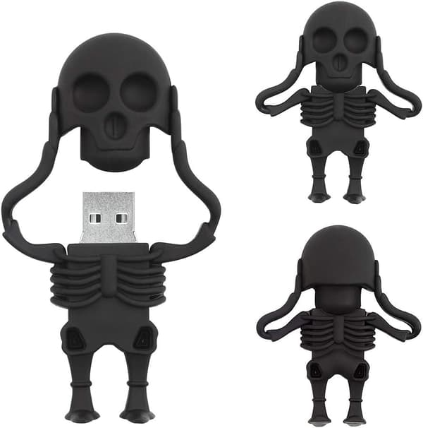 Sort 32 GB USB-nøgle i tegneserie-dødningehovedform, cool USB-nøgle, magisk gave
