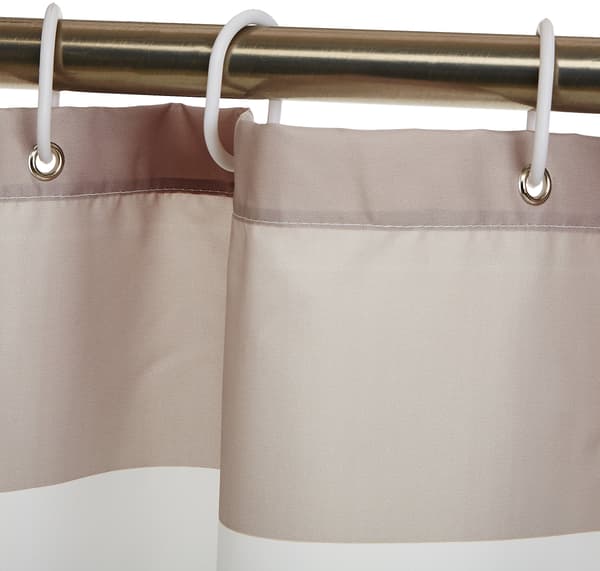 Tryckt tygduschdraperi, Ljusbrun/Beige, 180 x 180 cm