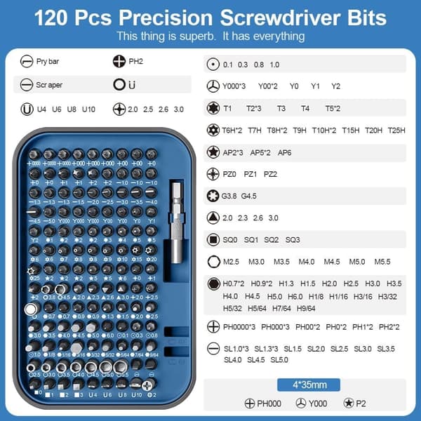 Precisionsskruvmejselset 130 i 1 Uppgraderat Kit Mini Magnetiskt Pre