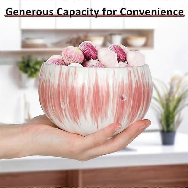 Garlic Storage Jar for Countertop with Lid Ventilated Ceramic Garlic Keeper, Garlic Protector Storage Container to Keep Your Garlic