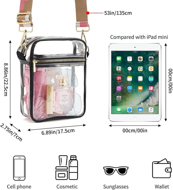 Clear Crossbody Bag Approved, Adjustable Shoulder Strap Color37
