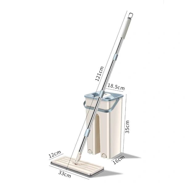 360° Flat Press Mikrofibermopp Bøttesett, 1 Moppesett + 2 Pader