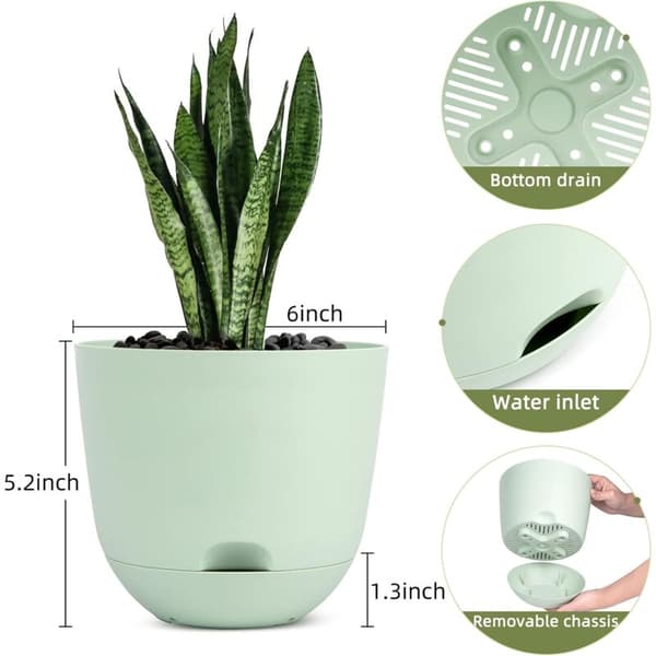 Itsekastelevat kukkaruukut sisä- ja ulkokäyttöön, vihreä, 13 cm (3 kpl)