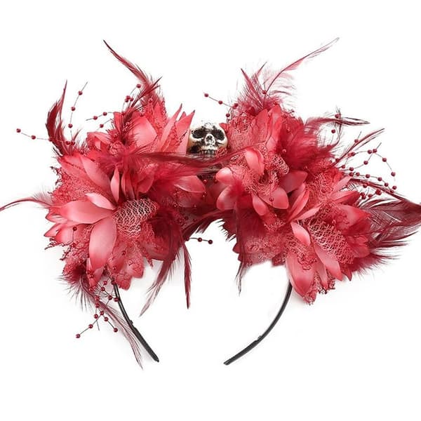 Hovedbånd til Halloween-kostume, blomstret kranie, De Dødes Dag