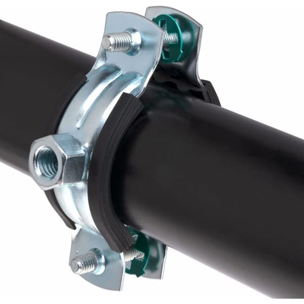 38-44mm Black Rubber Coated Hose Clamp Two-Piece Bracket with M8 Wall Mounted Pipe Clamp CE Split Hanging Ring (4pcs)