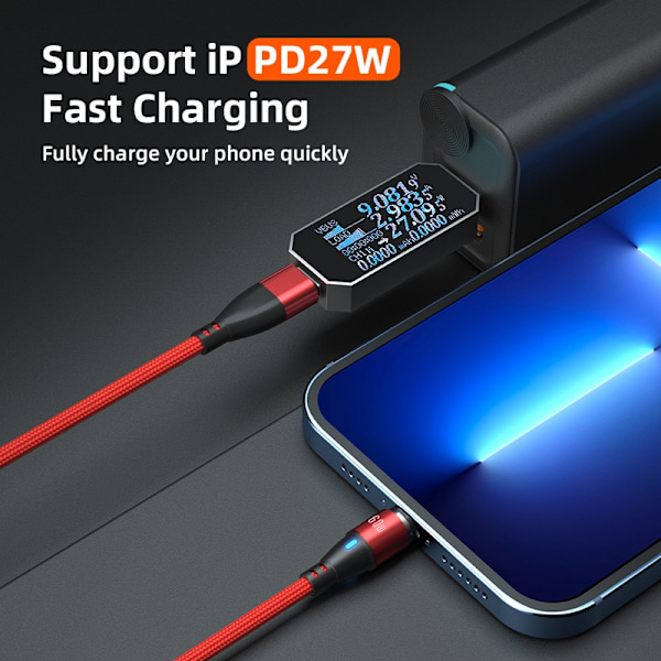 2-pack USB-C 2m 3-i-1 Magnetisk laddningskabel 60W snabbladdning Black Svart