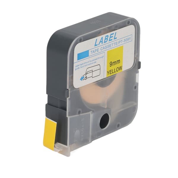 Label Machine Tape Clear Printing 9mm Width Durable Yellow Printer Supplies with Case for Home Office Replacement