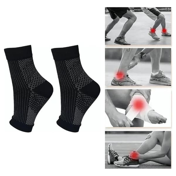 1 Pair Elastic Compression Ankle Support Socks, Cycling Socks, Running Socks, Ankle Brace, Black, L/XL