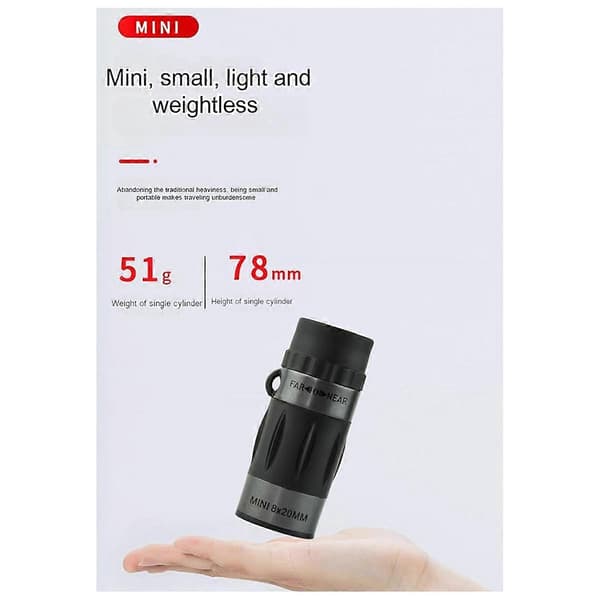 High-Resolution Monocular Low-Light Two-Tone Outdoor Waterproof Mini Optical Travel Telescope