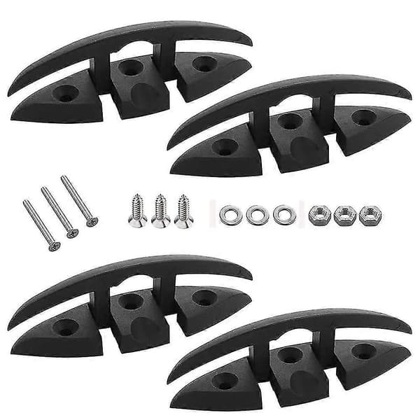 Foldable Cleat, 4 Pcs 5 Inch Pop-Up Dock Cleat Marine Grade Nylon (Black) with Long and Short Screws