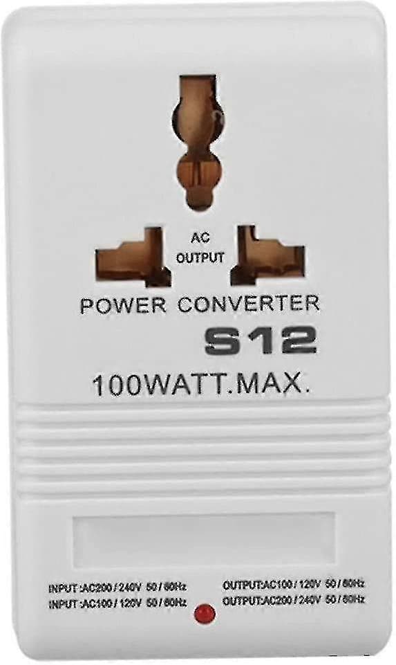 Spenningsomformer Transformator 100w 110v/120v Til 220v/240v Reiseadapter Sw-s12 Strømutstyr-transformator (hvit) (1stk) (FMY)