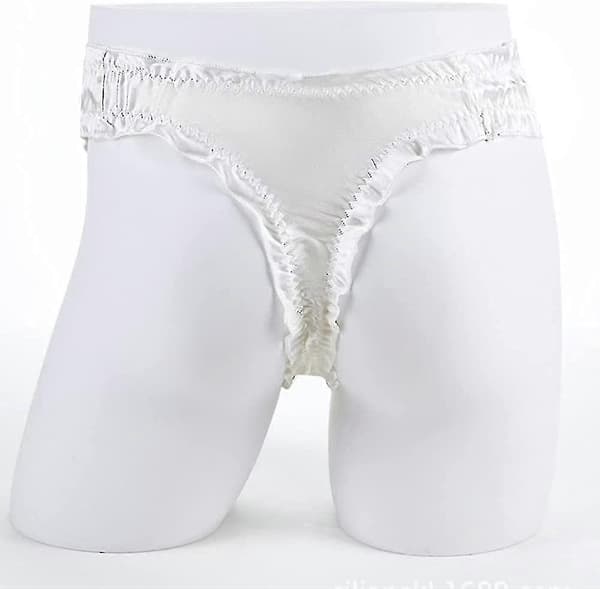 Sexy truser for menn, morbærsilke bikini, rysjetruser, høy elastisk undertøy 2-pakning hvit hvit XXL White XXL