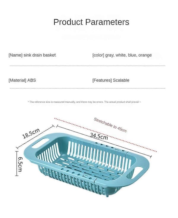 Adjustable Drain Basket Dish Rack Retractable Sink Rack Fruit Vegetable Washing Basket Kitchen Storage Organizer Tool