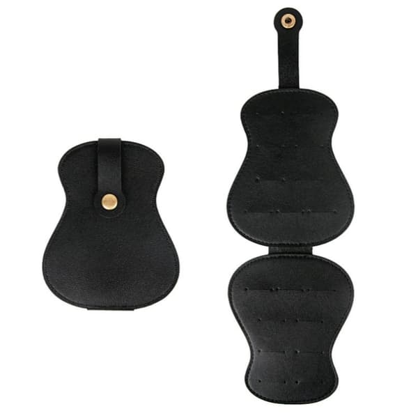 Guitar Pick Holder - Large Capacity PU Leather Pick Case Black