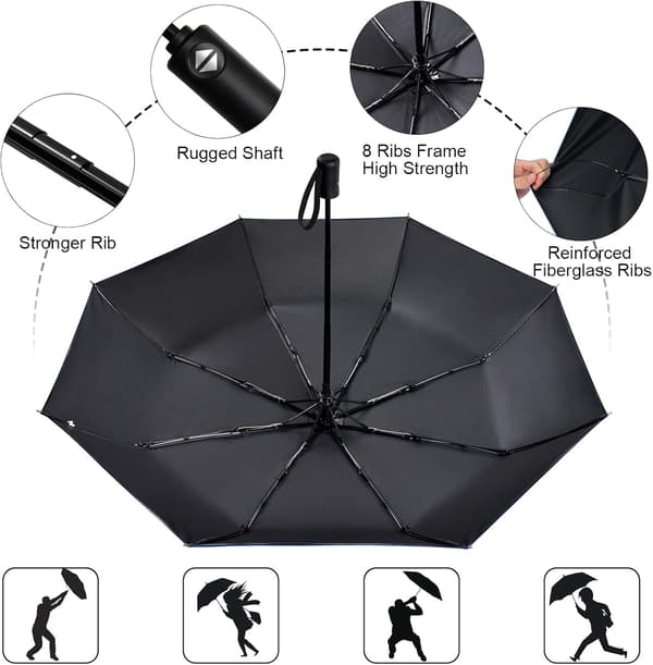 Umbrella, foldable umbrella automatic opening and closing, portable automatic folding umbrella, windproof folding umbrella Navy Blue Navy Blue