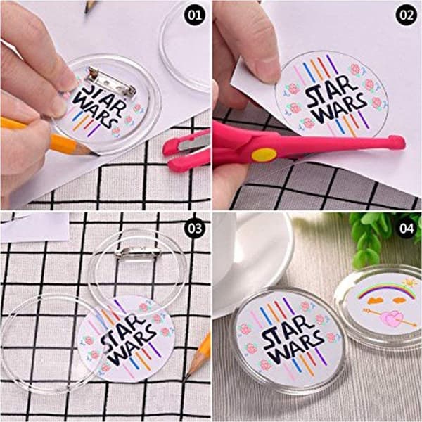 36 st Gör dina egna anpassningsbara knappar 44 mm stift för handgjorda DIY-idéer (36 st)-