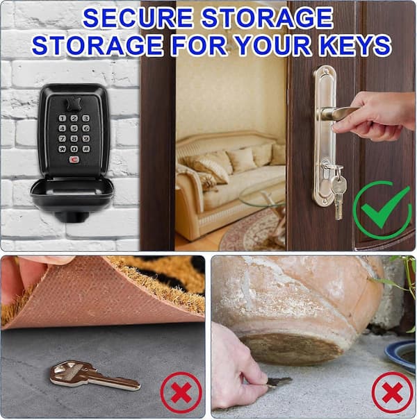 Key Cabinet Wall Mounted Police Approved, Large Key Box with Resettable 12-Digit Code Key Cabinet with Weatherproof