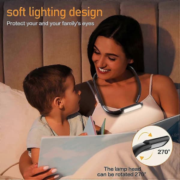 Neck Reading Light, Book Light for Reading in Bed at Night, Rechargeable Reading Lamp