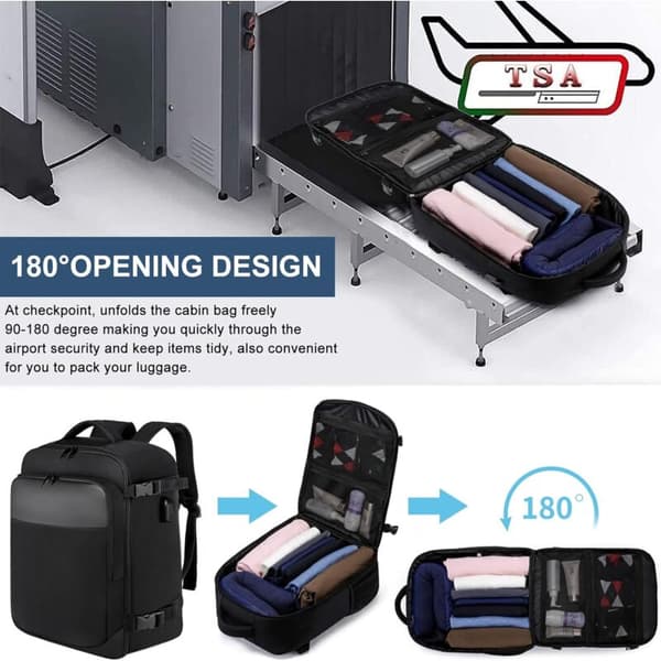 45x36x20 Cabin Backpack for Airplanes, 15.6 Inch Laptop Bag Work Bag, Black