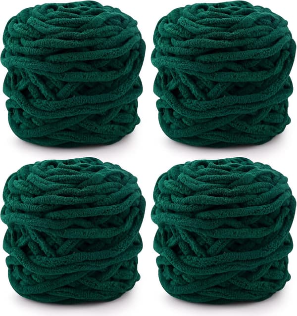 [XJ] Broderigarn 4x Broderigarn til hækling, blødt chunky garn til garnprojekter mørkegrøn