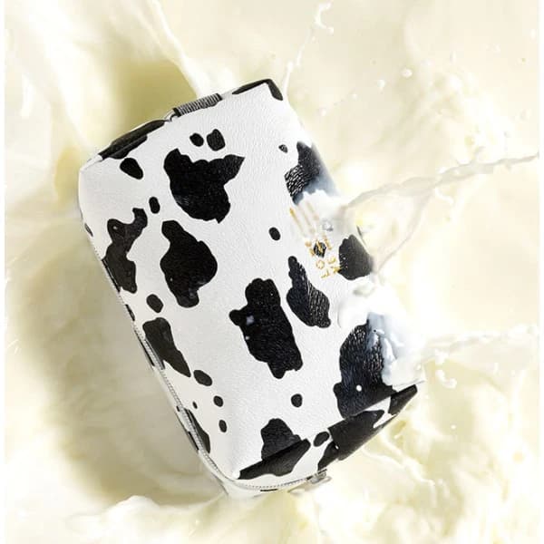 Waterproof PU Leather Makeup Bag, Portable Toiletry Bag, Travel Makeup Case, Cow Pattern Storage Bag-tfrf
