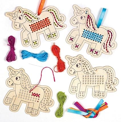 Enhörning Korsstygns Dekorationskit (5-pack) - Konst & Hantverk