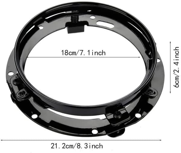 7'' Rund Forlygte Monteringsbeslag Ring Aluminiumlegering Sort Sølv (Sort)