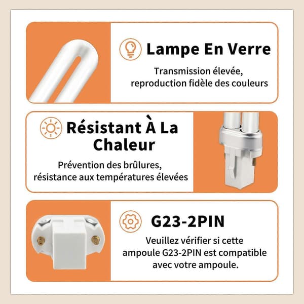 G23 2-pin 11W Compact Fluorescent Lamp, Neutral White 6500K, Energy Saving, Eye Protection, Non-Dimmable, 2 Pack