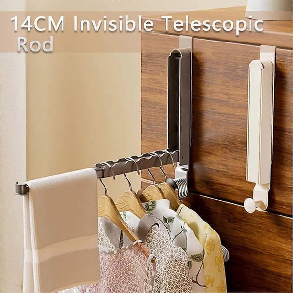Foldable Clothes Drying Rack, Door Hook Clothes Hanger, Portable Black