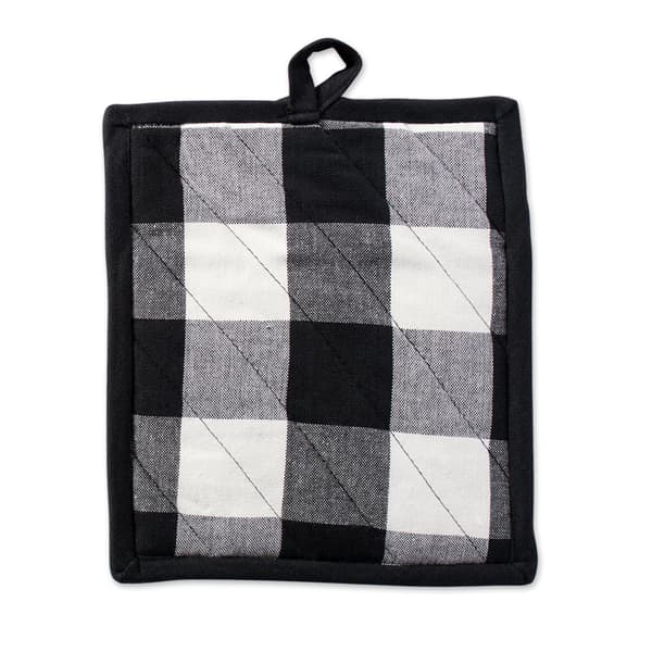 Buffalo Plaid Køkkenhåndklæder, Klassisk Bondegårdskøkken Sæt, Grydelapper, Sort og Hvid, Sæt med 2