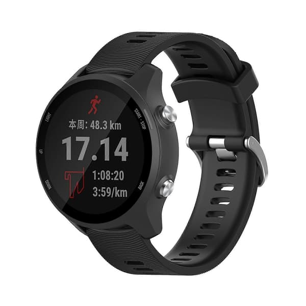20 mm silikone armbåndsrem til Garmin Forerunner 245 Smartwatch Erstatning - Sort
