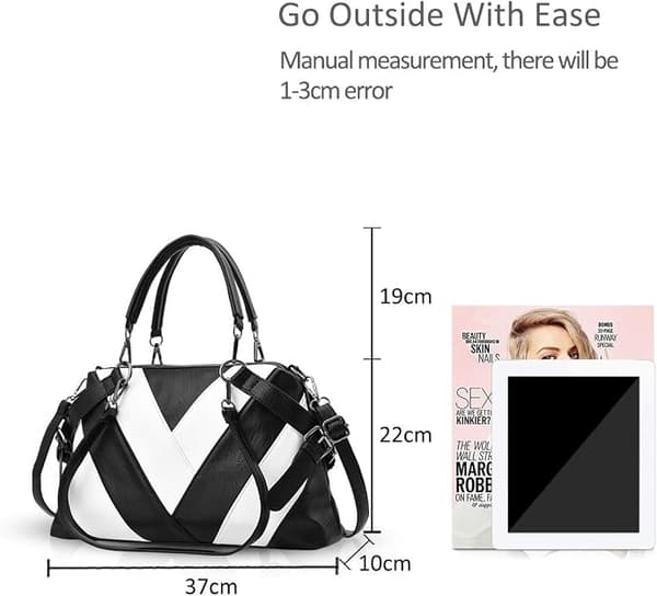Håndtasker til kvinder Stor Cross Body Taske (Sort og Hvid)