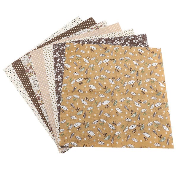 7 Pcs 25*25 cm Cotton Fabric DIY Mixed Squares Pre-cut Bedding Kit Quarters Bundle Coffee Series