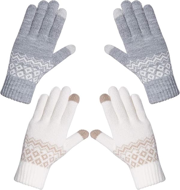 Handsker-handsker herreVinterhandsker til kvinder - SnefnugprintVarme touchskærmshandsker - Unisex - Genanvendelige
