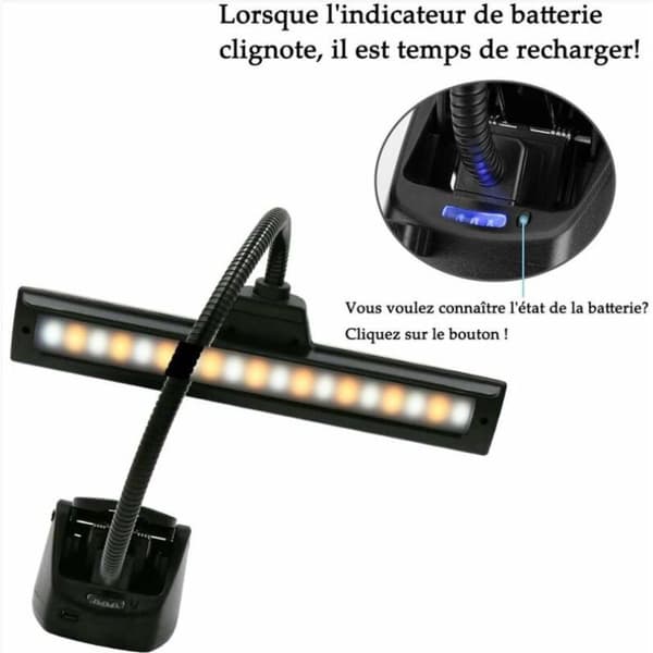 Adjustable Desk Lamp with 3 Color Temperatures 9 Dimmable Modes USB Charging Cable Compatible with DJ Equipment