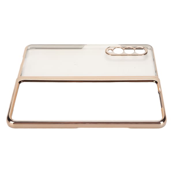 Electroplated Front Rear Phone Case Scratch Resistant Front Rear Protective Cover for Samsung Galaxy Z Fold 3 Foldable Phone Golden