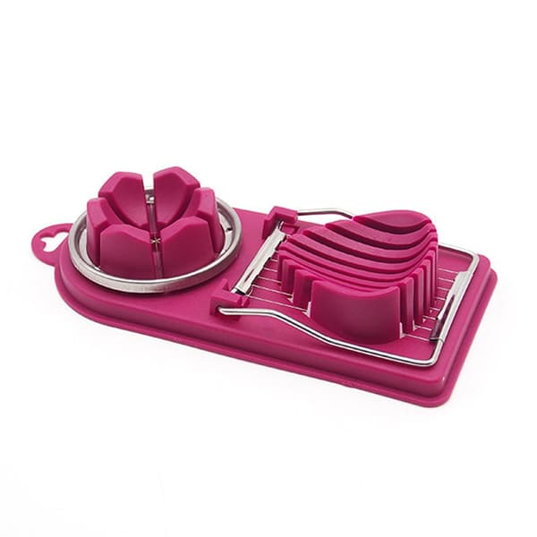 (Red Wine) Multifunctional Stainless Steel Egg Slicer for 2 Slices