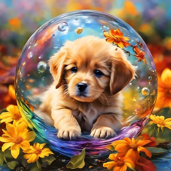 5D Diamantmaleri Lojal Hund 30x40cm (Stil 19)