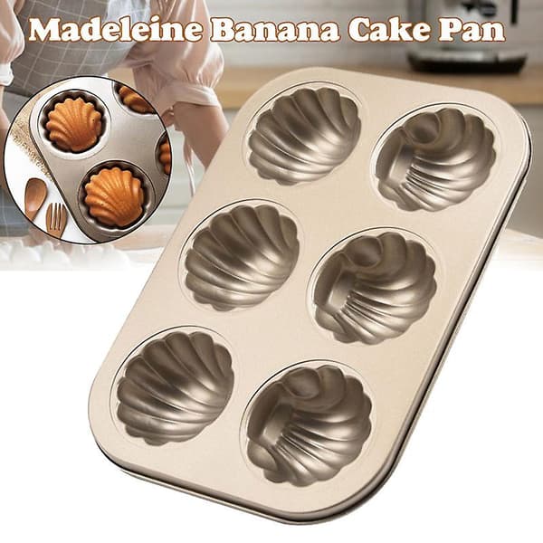 Carbon Steel Baking Pan with 6 Cavity Molds, Cake Stencil, Chocolate Cookies, Baking Tools, Non-stick Kitchen Accessories