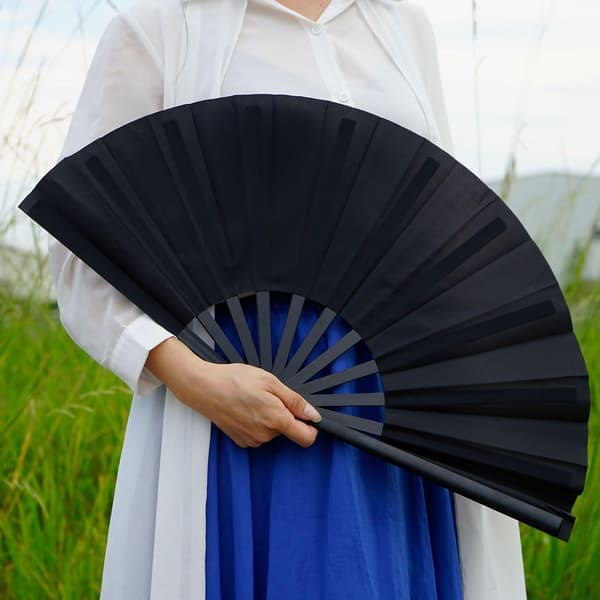 Vikbar Tai Chi-fjäder i siden, performance-accessoar (Svart) 2 stycken